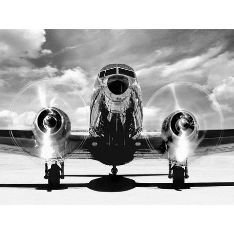 Airplaine taking off Black Modern Wood Framed Art Print by Gasoline Images