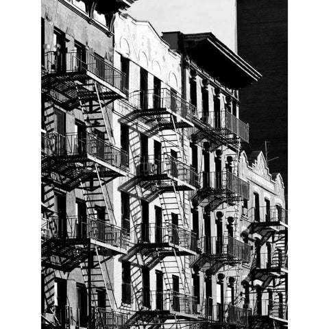 Fire Escapes in Manhattan, NYC Black Modern Wood Framed Art Print with Double Matting by Lauren, Julian