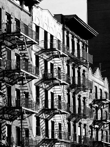 Fire Escapes in Manhattan, NYC White Modern Wood Framed Art Print with Double Matting by Lauren, Julian