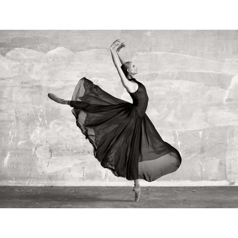 Ballerina Dancing Black Modern Wood Framed Art Print with Double Matting by Haute Photo Collection