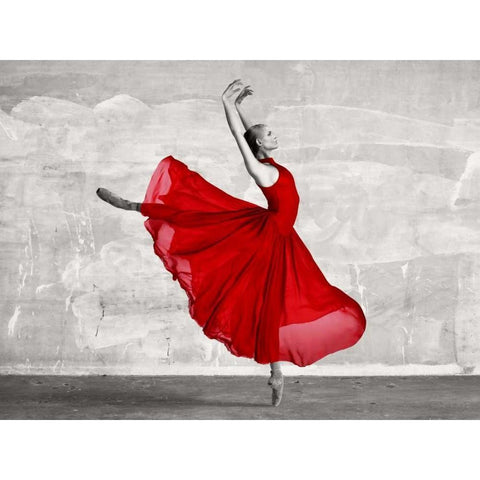 Ballerina in Red White Modern Wood Framed Art Print by Haute Photo Collection