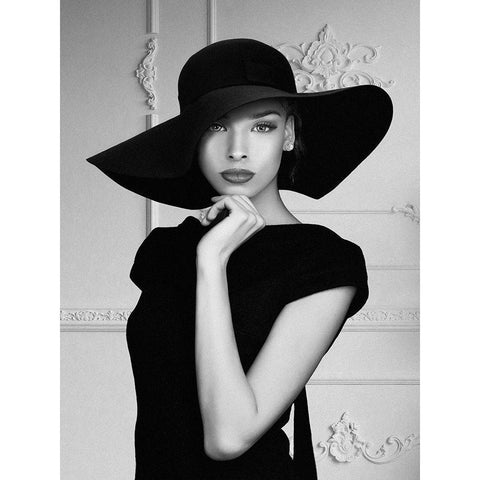 Lady with a hat White Modern Wood Framed Art Print by Lauren, Julian