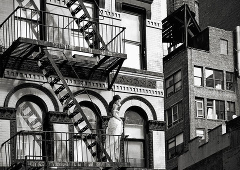 TriBeCa Beauty, NYC White Modern Wood Framed Art Print with Double Matting by Lauren, Julian
