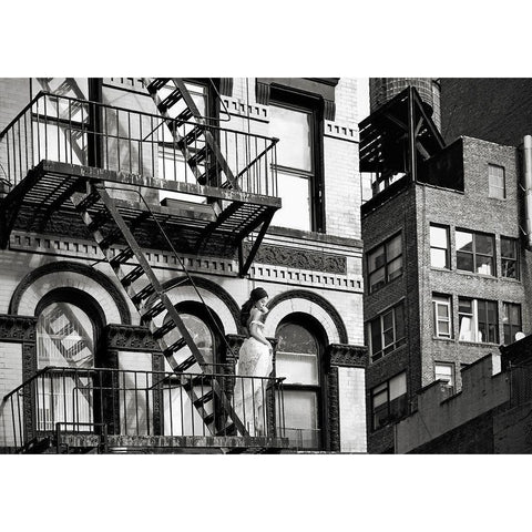 TriBeCa Beauty, NYC Black Modern Wood Framed Art Print with Double Matting by Lauren, Julian