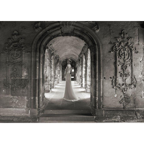 Under a Roman Colonnade Black Modern Wood Framed Art Print with Double Matting by Haute Photo Collection