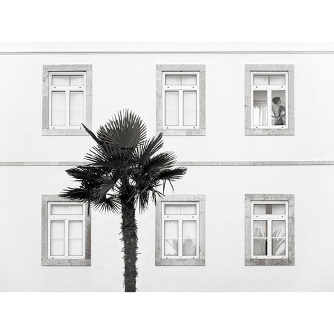 Hotel Room Black Modern Wood Framed Art Print with Double Matting by Lauren, Julian