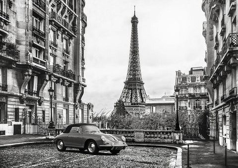 Roadster in Paris Black Ornate Wood Framed Art Print with Double Matting by Gasoline Images