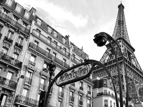 Metropolitain, Paris White Modern Wood Framed Art Print with Double Matting by Pangea Images