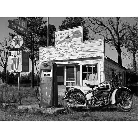 Abandoned gas station, New Mexico Gold Ornate Wood Framed Art Print with Double Matting by Gasoline Images
