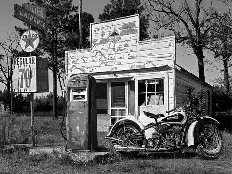 Abandoned gas station, New Mexico White Modern Wood Framed Art Print with Double Matting by Gasoline Images