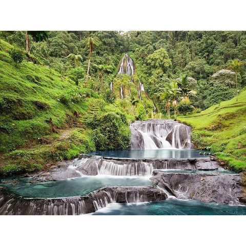 Waterfall in Santa Rosa de Cabal, Colombia Gold Ornate Wood Framed Art Print with Double Matting by Pangea Images