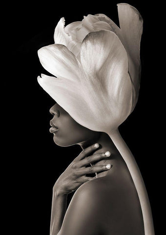 Flowerchild-2 White Modern Wood Framed Art Print with Double Matting by Lauren, Julian