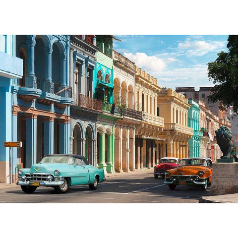 Avenida in Havana, Cuba Black Modern Wood Framed Art Print with Double Matting by Pangea Images