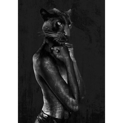 Black Chick Black Modern Wood Framed Art Print with Double Matting by VizLab