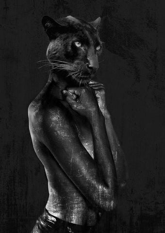 Black Chick Black Ornate Wood Framed Art Print with Double Matting by VizLab