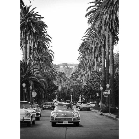 Boulevard in Hollywood - BW Black Modern Wood Framed Art Print with Double Matting by Gasoline Images