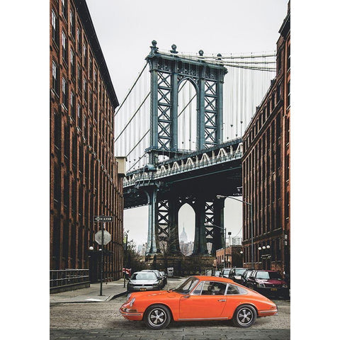 By the Manhattan Bridge Black Modern Wood Framed Art Print with Double Matting by Gasoline Images