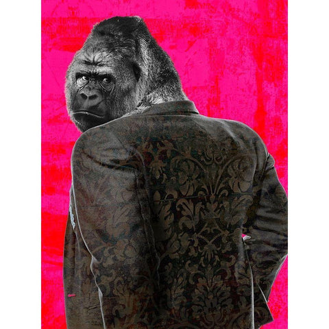 Ape in a Suit - Pop Version Black Modern Wood Framed Art Print by VizLab