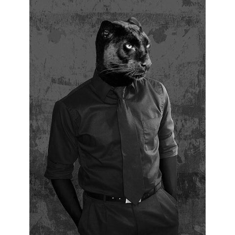 Dark Knight Black Modern Wood Framed Art Print by VizLab