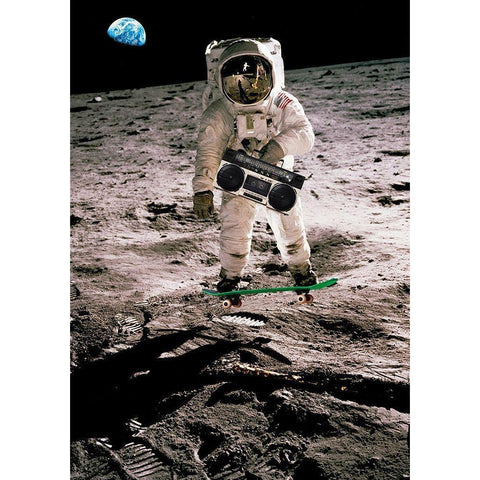 Moonskating - NASA Gold Ornate Wood Framed Art Print with Double Matting by Astrolabs