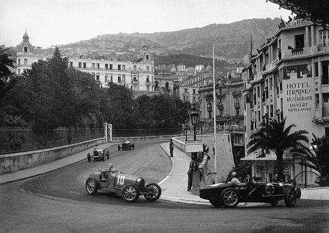 Passing at the 1932 Monaco Grand Prix Black Ornate Wood Framed Art Print with Double Matting by Anonymous