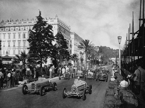 Start of the 1933 Nice Grand Prix Black Ornate Wood Framed Art Print with Double Matting by Anonymous