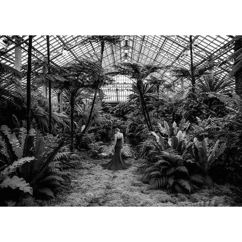 Unconventional Womenscape #2-Jardin dHiver (BW) Gold Ornate Wood Framed Art Print with Double Matting by Lauren, Julian