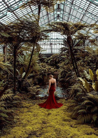 Unconventional Womenscape #2-Jardin dHiver (detail) Black Ornate Wood Framed Art Print with Double Matting by Lauren, Julian