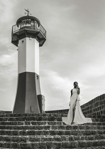 Unconventional Womenscape #3 (BW) White Modern Wood Framed Art Print with Double Matting by Lauren, Julian