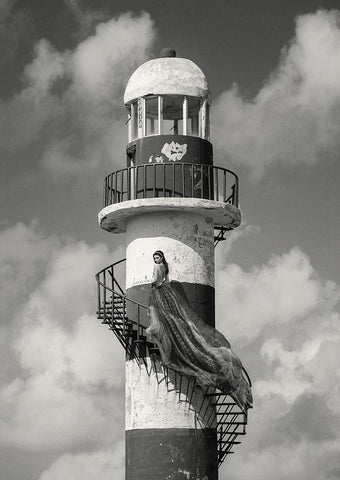 Unconventional Womenscape #4 (BW) Black Ornate Wood Framed Art Print with Double Matting by Lauren, Julian