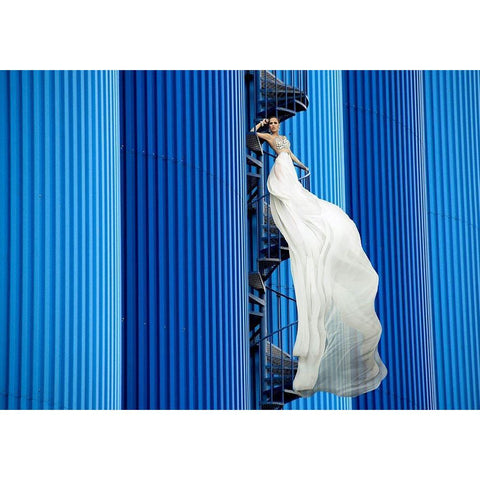 Unconventional Womenscape #5-Indigo Black Modern Wood Framed Art Print with Double Matting by Lauren, Julian