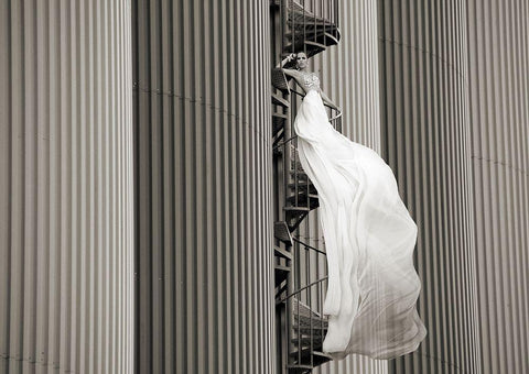 Unconventional Womenscape #5 (BW) Black Ornate Wood Framed Art Print with Double Matting by Lauren, Julian