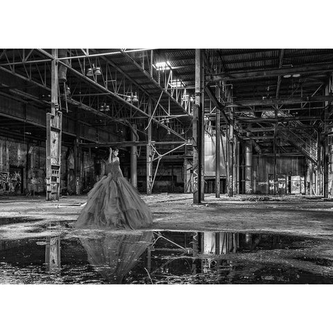 Unconventional Womenscape #8-The Factory (BW) Black Modern Wood Framed Art Print by Lauren, Julian