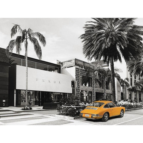 Rodeo Drive-Beverly Hills-California (BW) Black Modern Wood Framed Art Print by Lauren, Julian