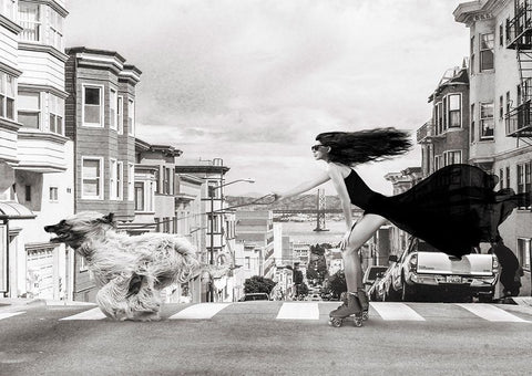 Skating in San Francisco White Modern Wood Framed Art Print with Double Matting by Lauren, Julian