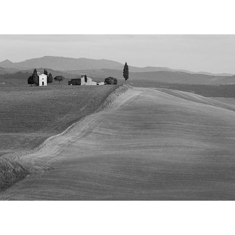 Val dOrcia-Siena-Tuscany (BW) Black Modern Wood Framed Art Print by Pangea Images