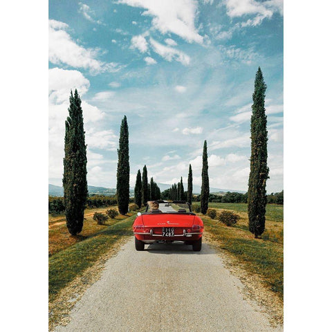 Sportscar in Tuscany Black Modern Wood Framed Art Print with Double Matting by Gasoline Images