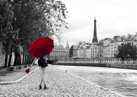 Quai de la Seine White Modern Wood Framed Art Print with Double Matting by Lauren, Julian