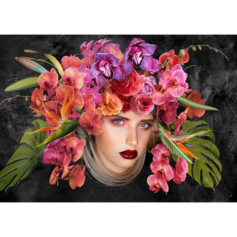 Gaia Black Modern Wood Framed Art Print with Double Matting by Lauren, Julian