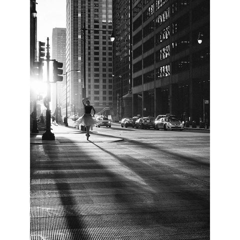 Manhattan Dance Black Modern Wood Framed Art Print with Double Matting by Lauren, Julian