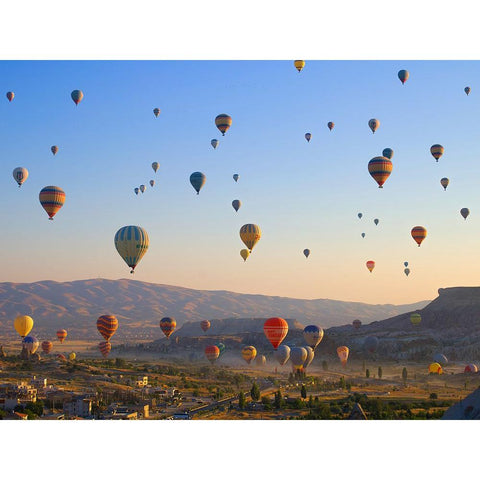 Flying over Cappadocia, Turkey Black Modern Wood Framed Art Print by Pangea Images