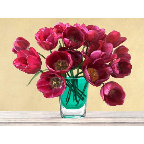 Red Tulips in a Glass Vase Black Modern Wood Framed Art Print with Double Matting by Antinori, Andrea