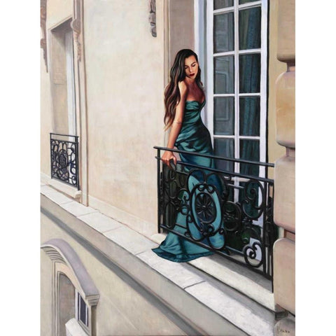 Window in Paris Black Modern Wood Framed Art Print by Benson, Pierre