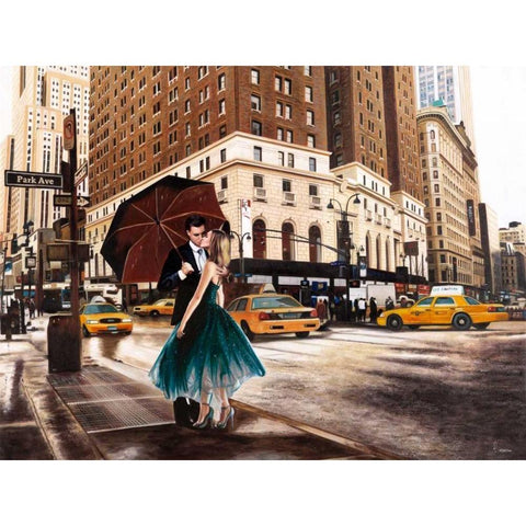 Kiss in Park Avenue Gold Ornate Wood Framed Art Print with Double Matting by Benson, Pierre