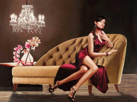 Jewel Black Ornate Wood Framed Art Print with Double Matting by Benson, Pierre