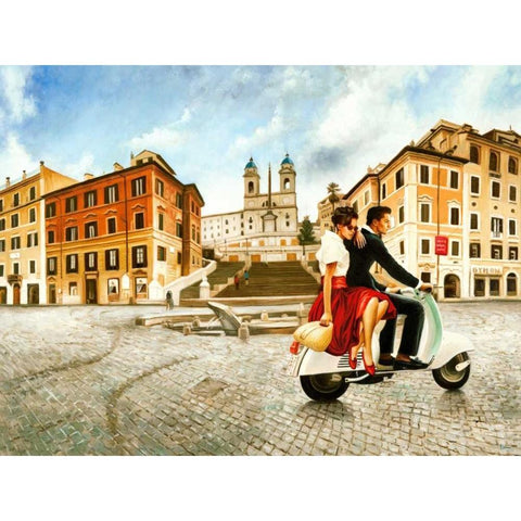 Lovers in Rome Black Modern Wood Framed Art Print with Double Matting by Benson, Pierre