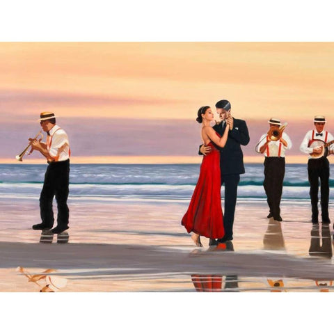 Romance on the beach - detail Black Modern Wood Framed Art Print with Double Matting by Benson, Pierre