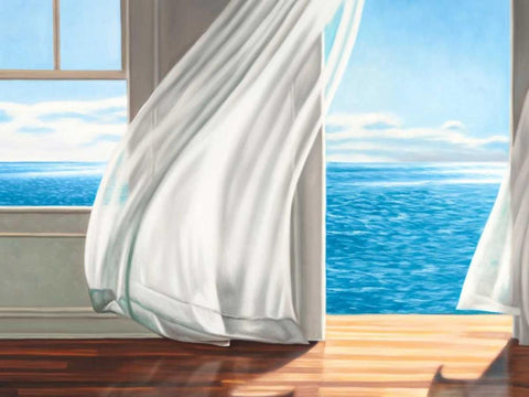 Ocean Escape (detail) White Modern Wood Framed Art Print with Double Matting by Benson, Pierre