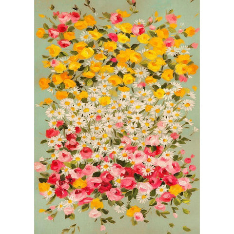 Festone di Fiori (azure) Black Modern Wood Framed Art Print with Double Matting by Borgese, Anna