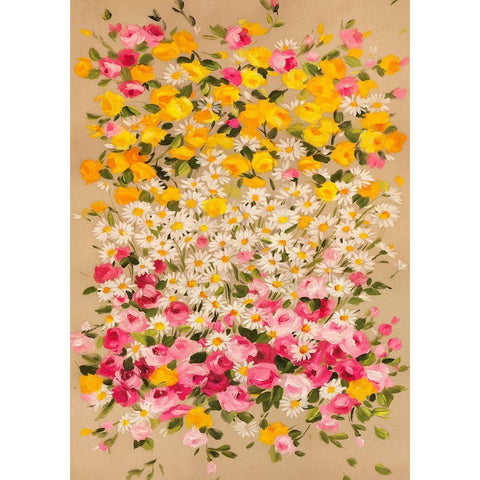 Festone di Fiori (beige) Black Modern Wood Framed Art Print by Borgese, Anna
